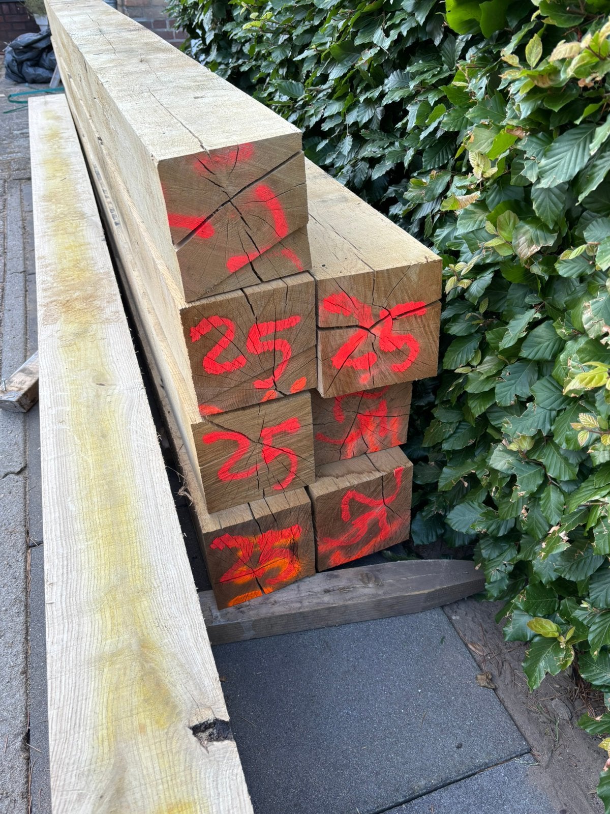 7 stuks Eiken balk 15x15 250 cm lang, Doe-het-zelf en Verbouw, Hout en Planken, Ophalen, Eiken, Nieuw, 250 tot 300 cm