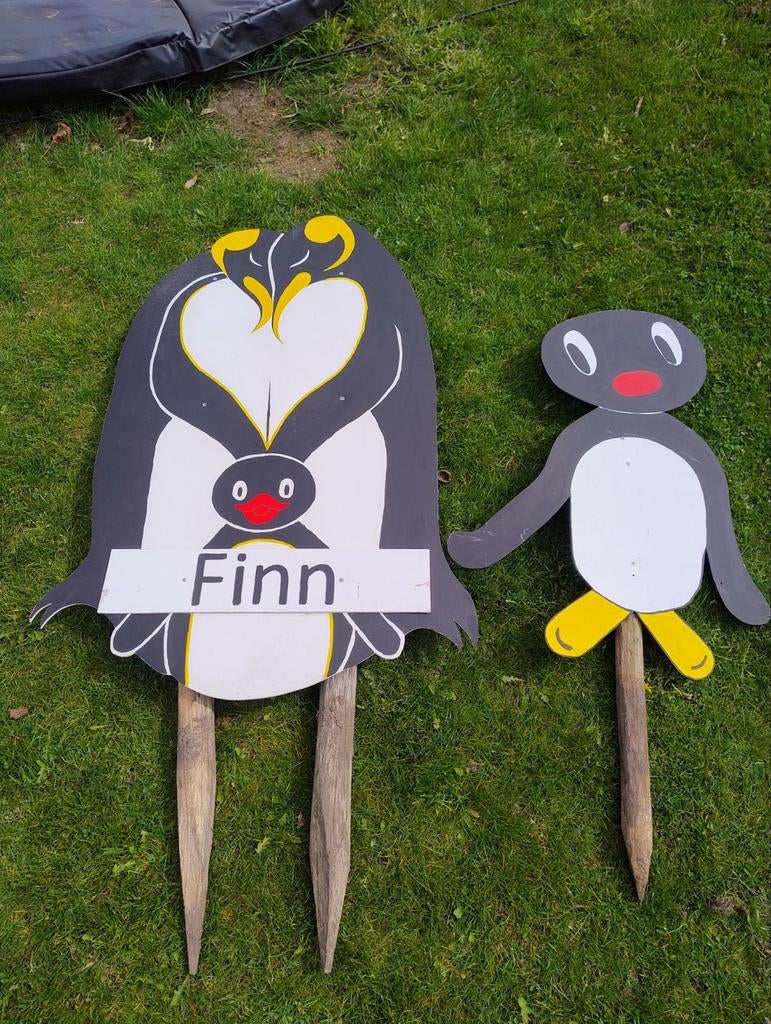 Geboorteborden Pinguïn Set - Groot en Klein, Ophalen, Gebruikt, Geboortebord