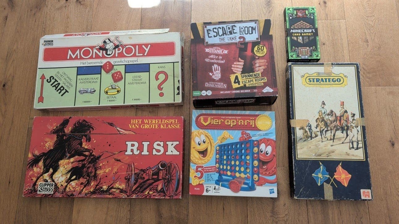 Diverse bordspellen: Risk, Monopoly, Stratego, Escape Room, Ophalen, Gebruikt