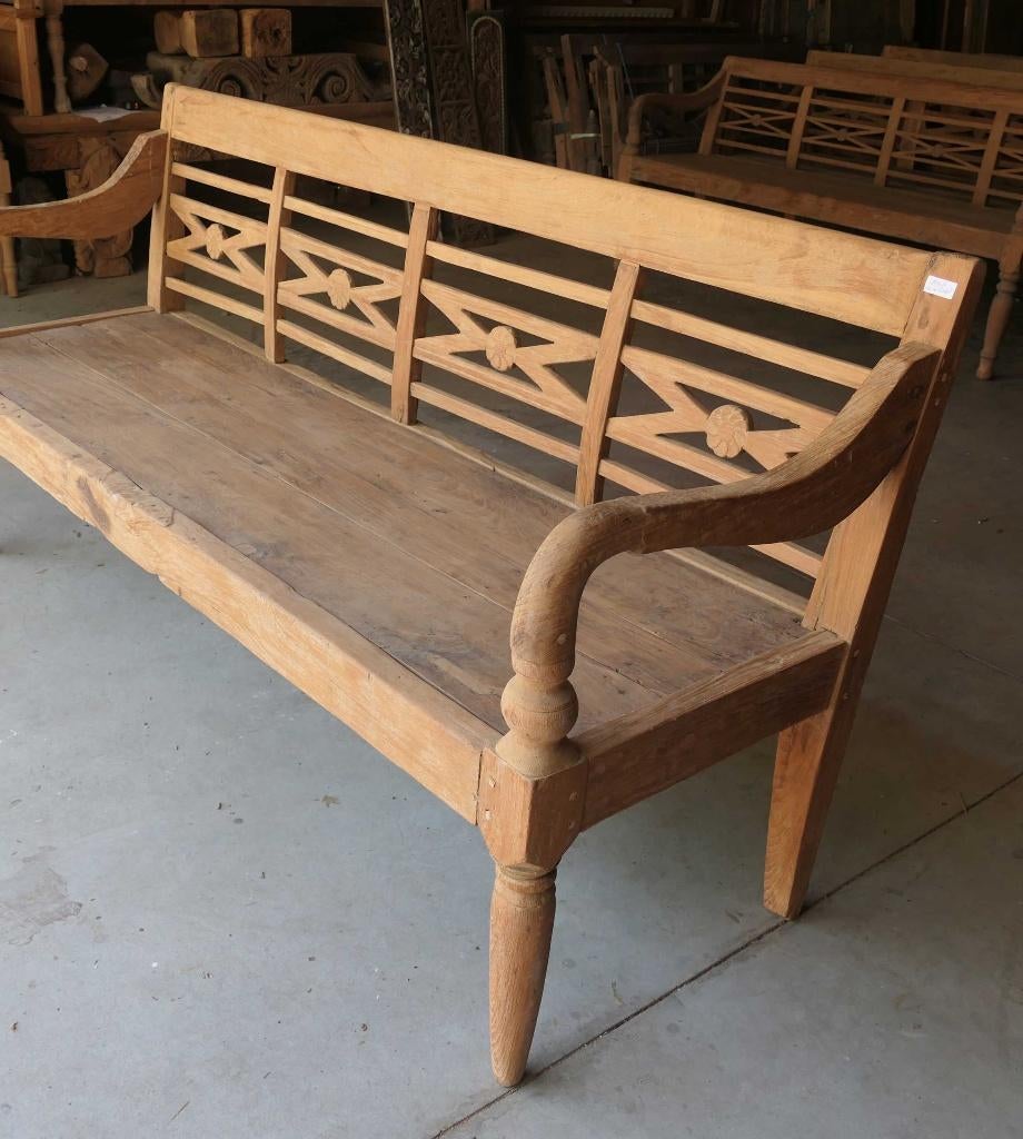 Stationsbank landelijk teak hout bank tuin terras hout RQ8, Ophalen of Verzenden