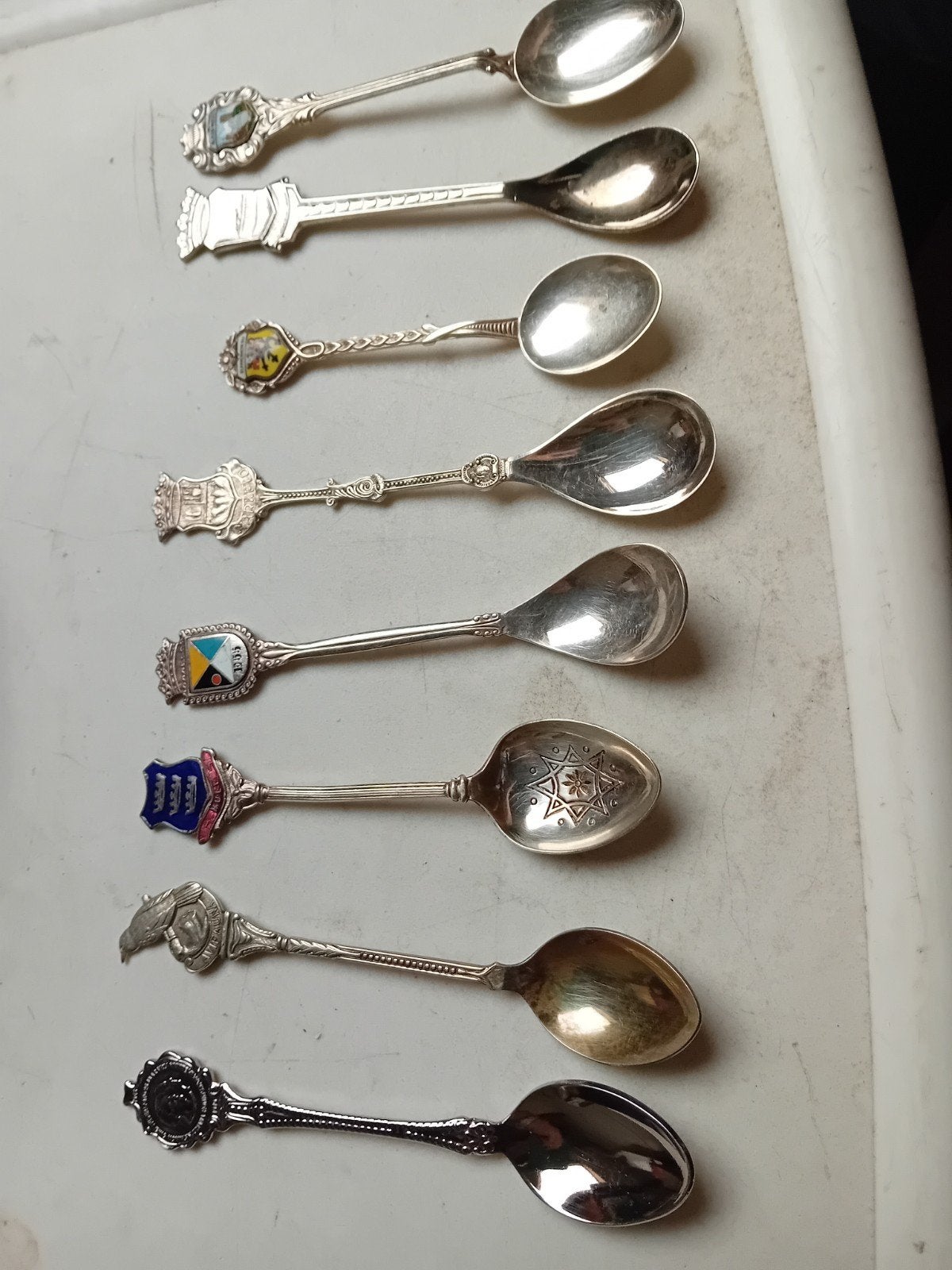 Verzameling van 9 Antieke Souvenir Lepeltjes, Antiek en Kunst, Ophalen of Verzenden