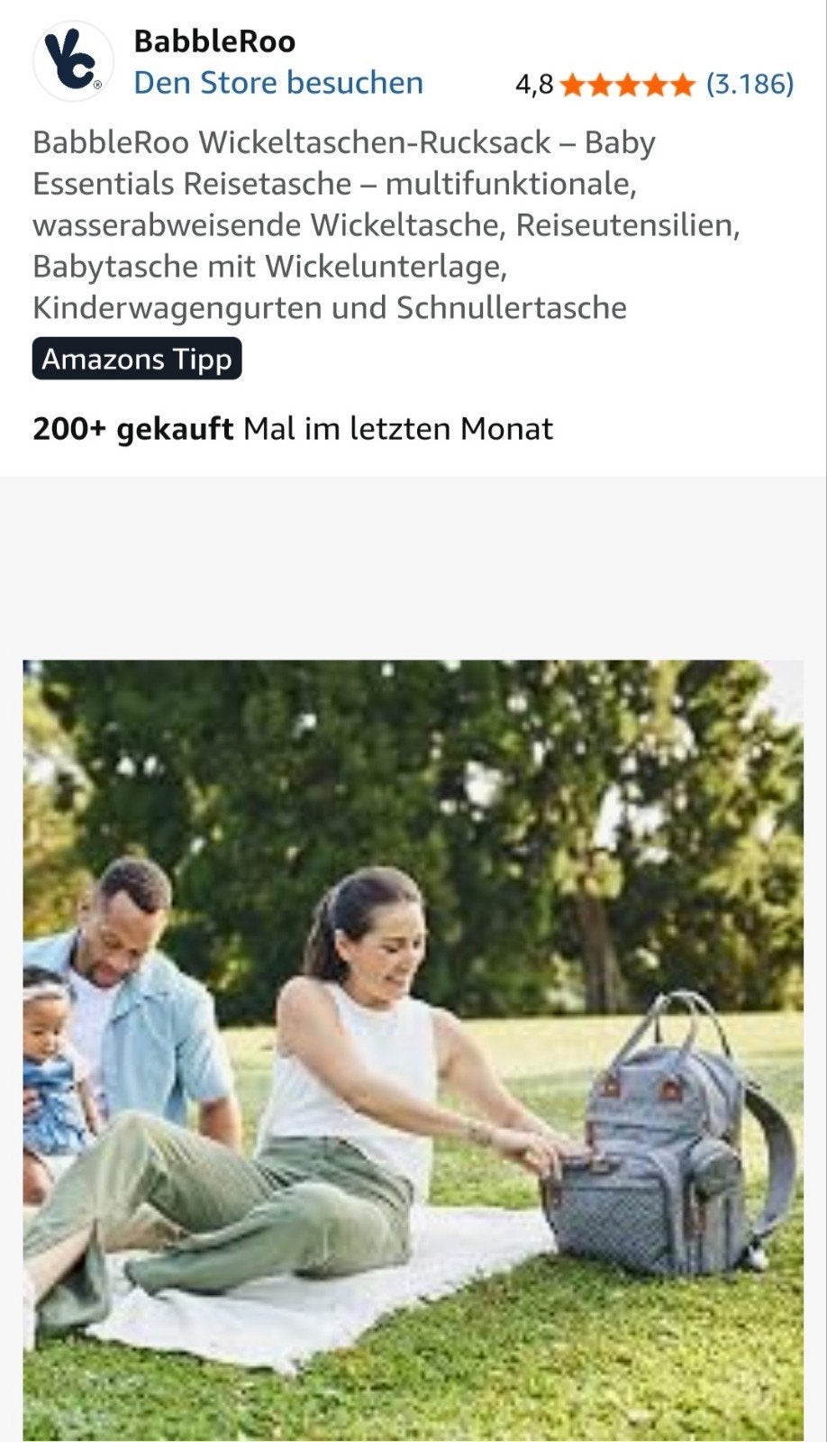 BabbleRoo Luiertas Rugzak - Grote Luierzak met Verschoonmat, Overige merken, Zo goed als nieuw, Rugzak, Grijs