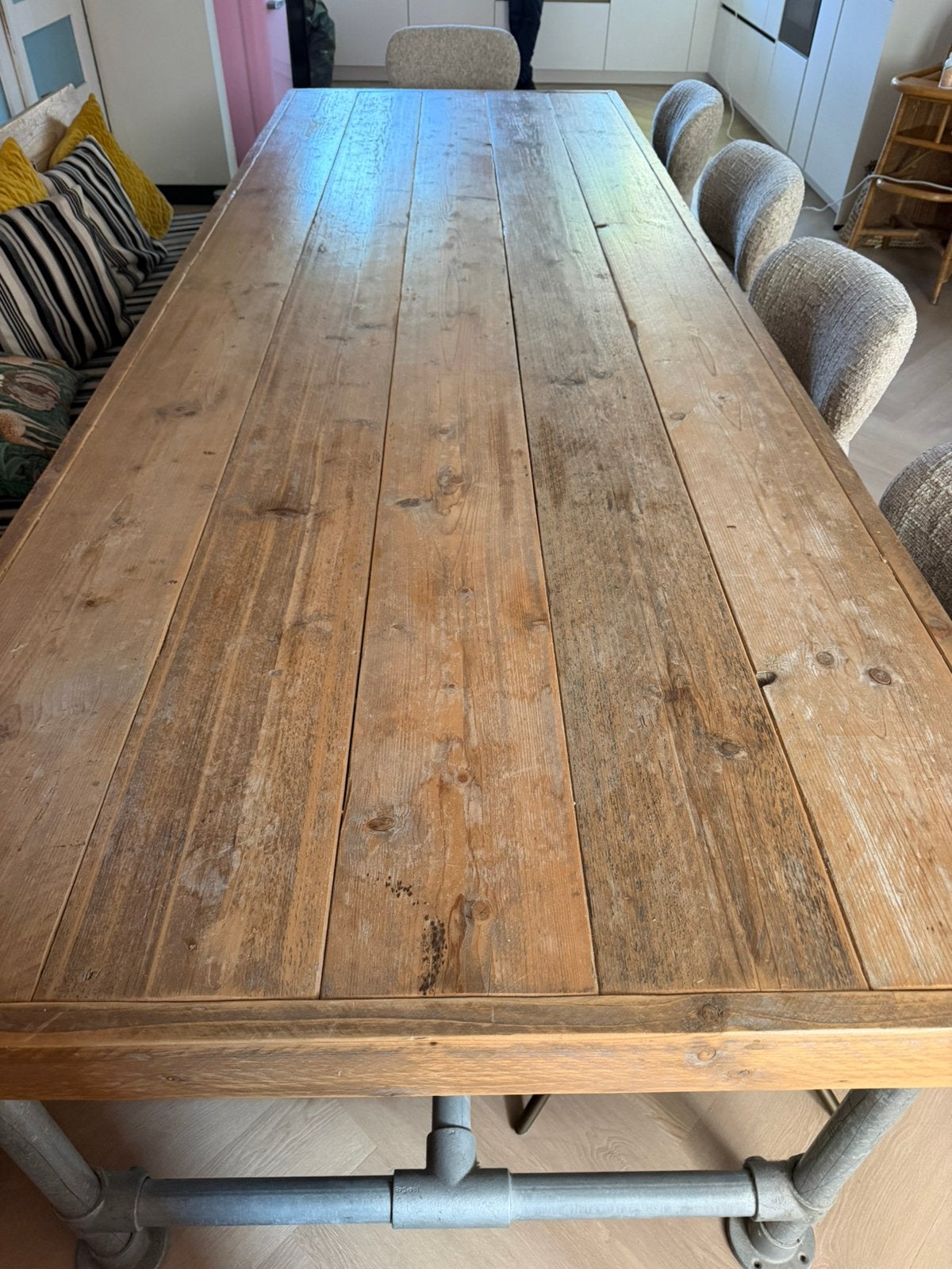 Eetkamertafel 3 meter, Ophalen, Robuust, industrieel, Gebruikt, 200 cm of meer