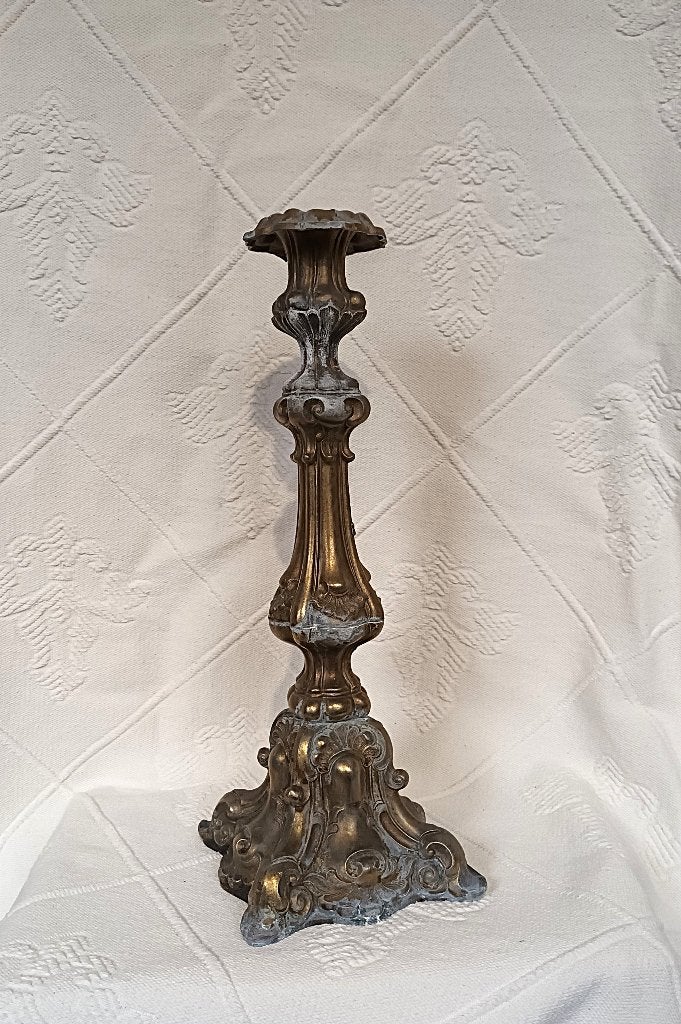 Vintage bronzen kaarsenstandaards, Italiaans barok, Antiek en Kunst, Antiek | Kandelaars, Ophalen of Verzenden, Koper of Brons