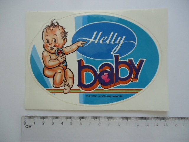 sticker oud HELLY BABY strip pop art Aufkleber 1984 auto, Verzenden, Zo goed als nieuw, Bedrijf of Vereniging