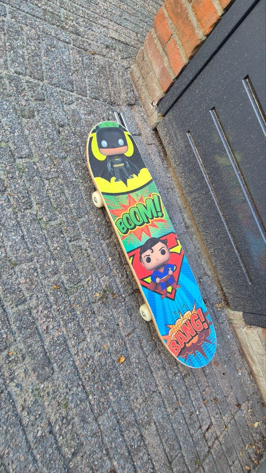 Skateboard met Batman & Superman Funko Pop design, Ophalen, Gebruikt, Skateboard