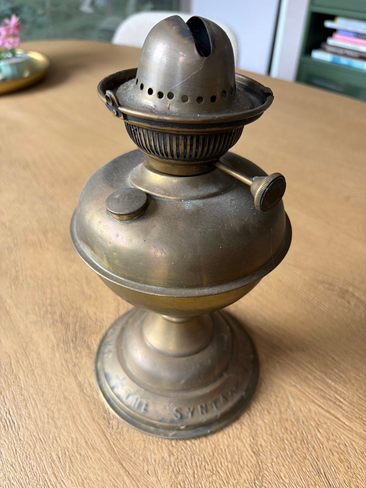 Antieke Messing Olielamp - Decoratieve Verlichting, Antiek en Kunst, Ophalen of Verzenden