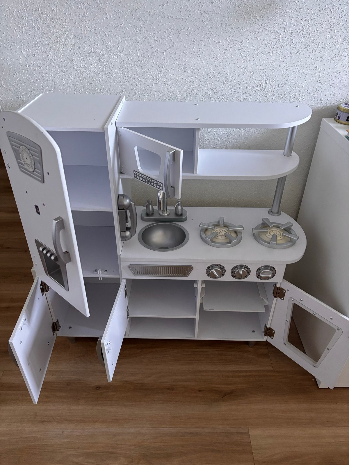 Grote witte houten kinderkeuken met accessoires, Ophalen, Zo goed als nieuw, Hout, Speelkeuken