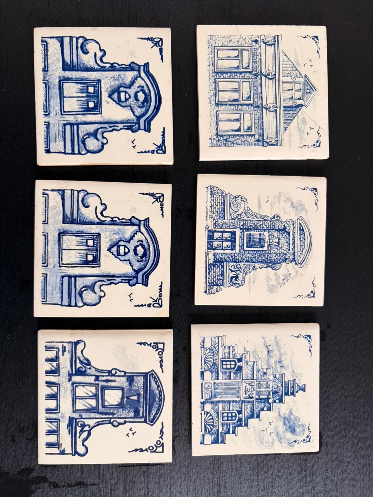 Set van 6 KLM Business Class Delfts Blauwe Tegels, Ophalen of Verzenden