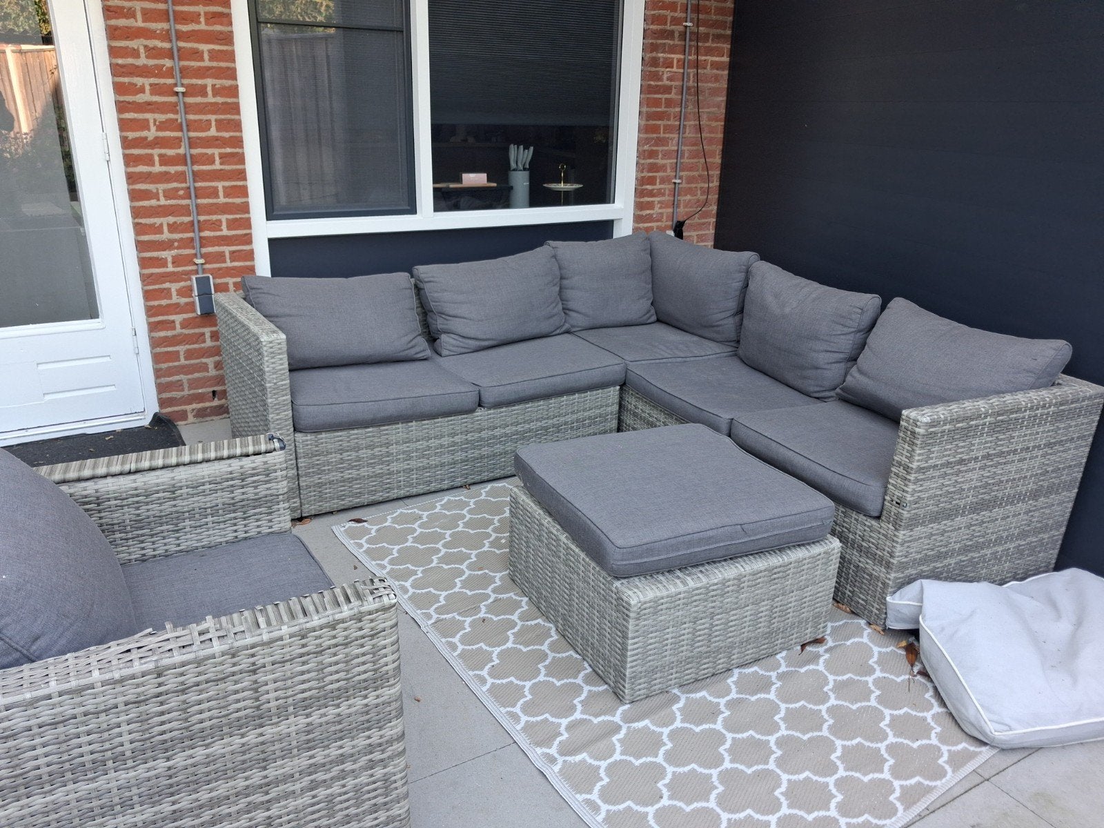 loungebank met kussens, Ophalen, Gebruikt, Wicker, Bank