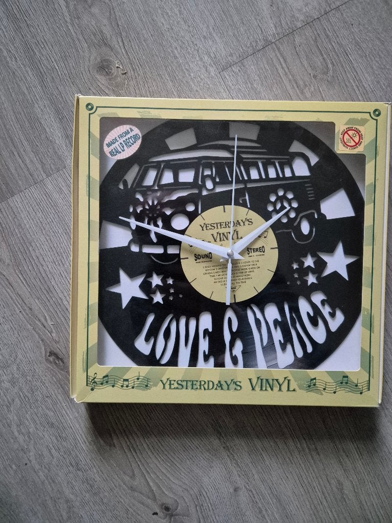 yesterday's vinyl klok love and peace vw bus volkswagen, Ophalen of Verzenden, Nieuw