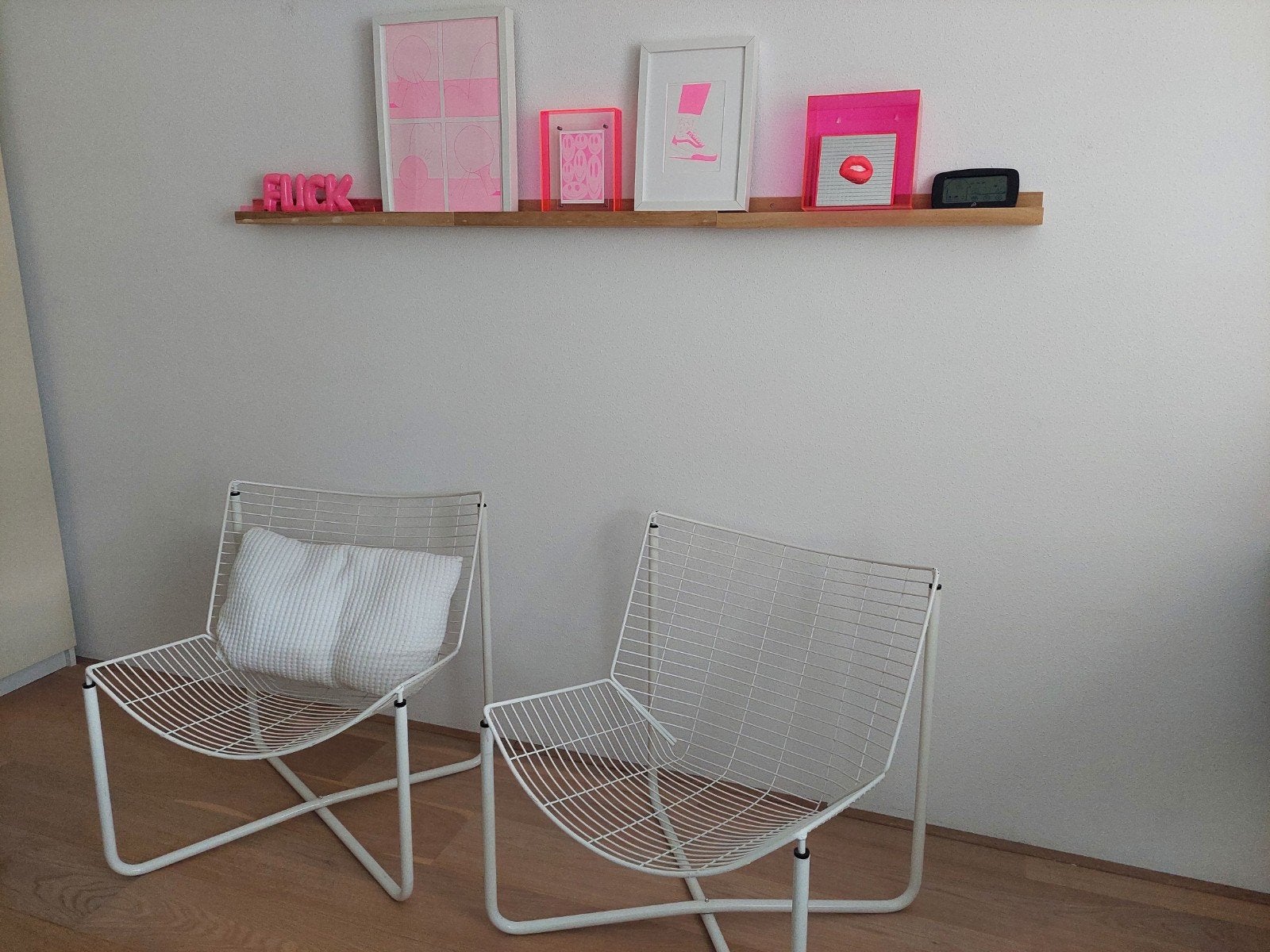 2x Niels Gammelgaard metalen draadstoelen wit, Ophalen, Twee, Wit, Vintage, Modern, Industrieel