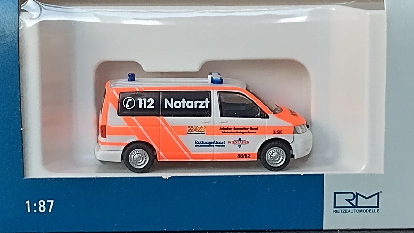 Volkswagen VW T5 Ambulance Asb Wiesbaden 1:87 Rietze Pol, Auto, Verzenden, ., Rietze