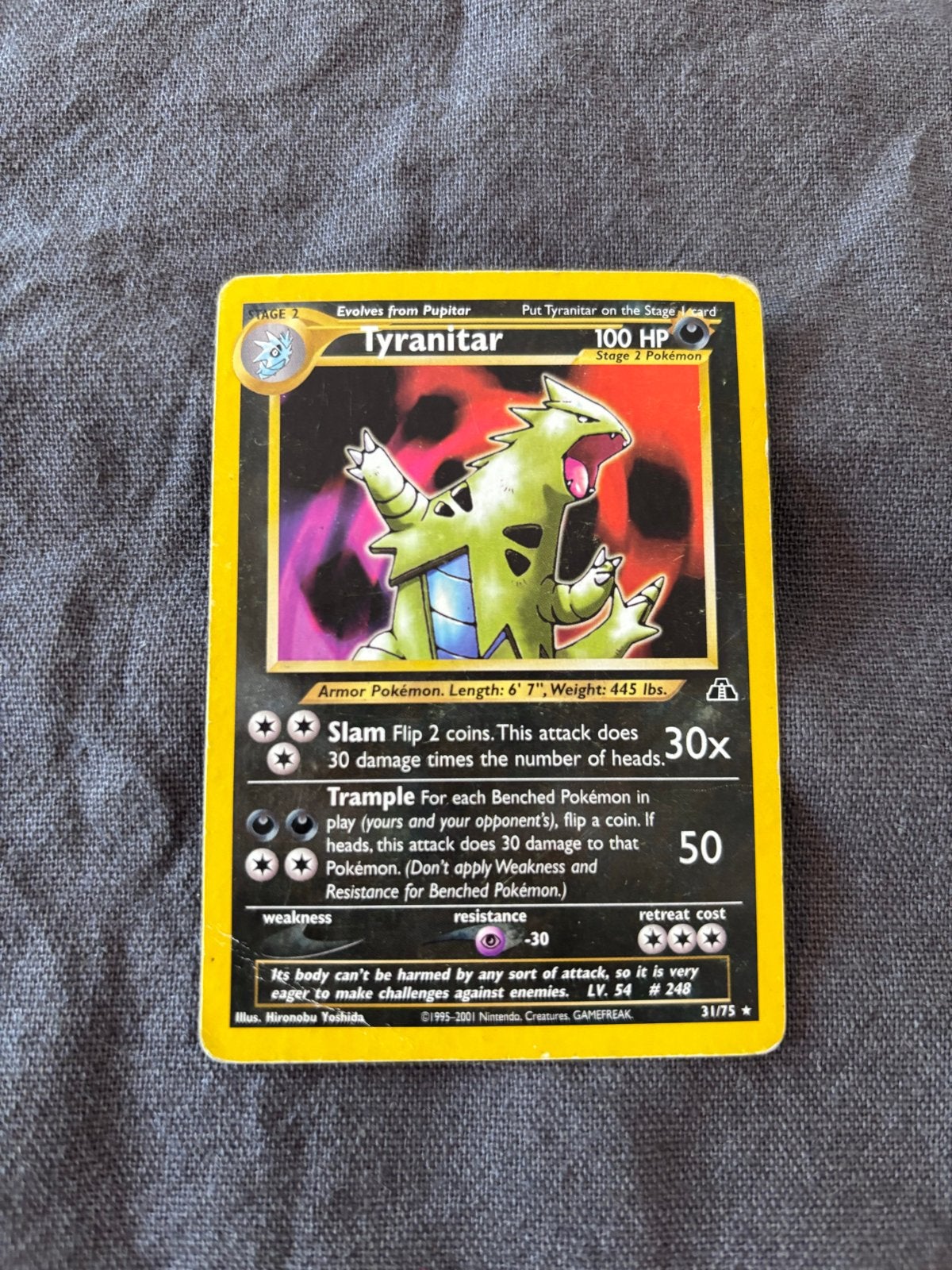 Pokémon Kaart: Tyranitar (Neo Discovery 31/75), Ophalen of Verzenden, Gebruikt, Losse kaart, Foil