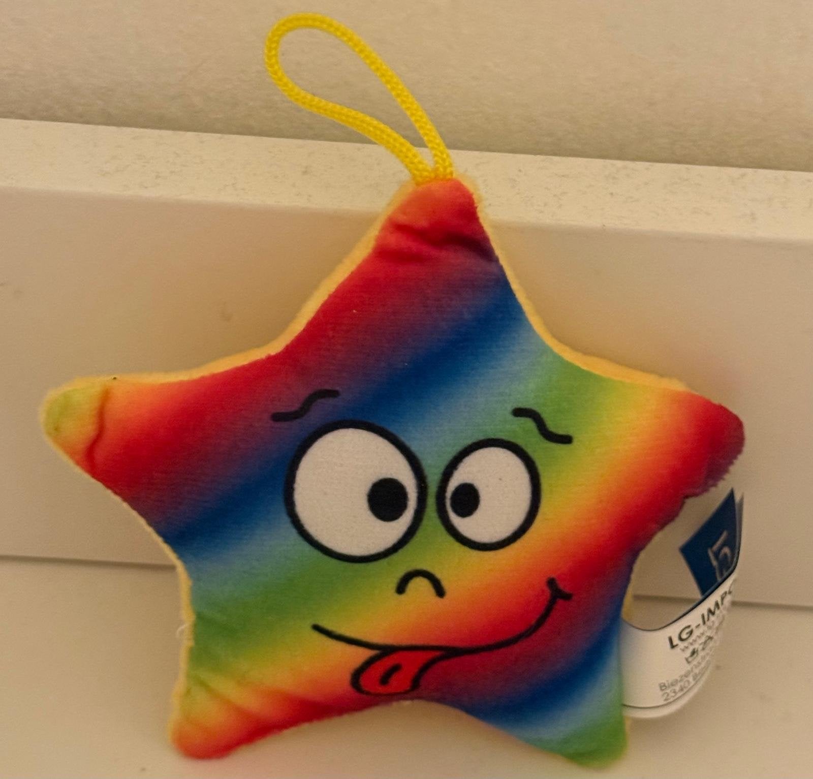 Kleurrijke Regenboog Ster sleutelhanger met Gezichtje, Ophalen, Overige merken, Overige karakters, Overige typen