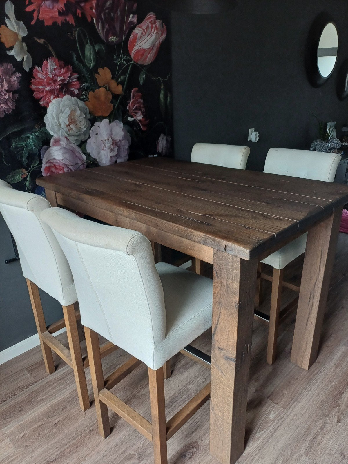 eikenhouten bartafel, Ophalen, 100 tot 150 cm, Eikenhout, 50 tot 100 cm