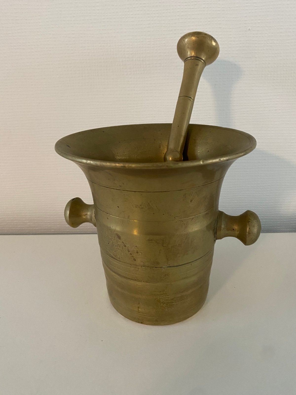 Antieke bronzen vijzel met stamper, Ophalen of Verzenden