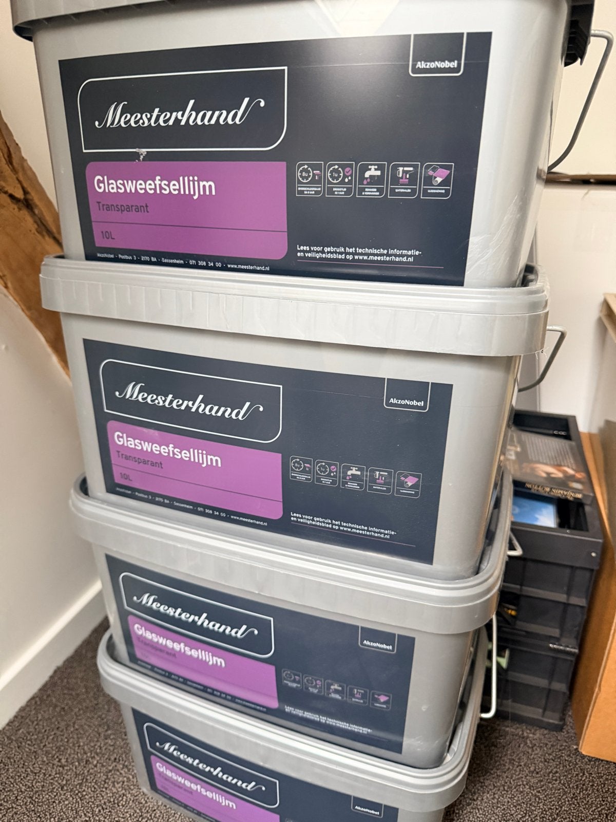 Meesterhand Glasweefsellijm Transparant 10L, Doe-het-zelf en Verbouw, Verf, Beits en Lak, Overige kleuren, Nieuw, Beits, Ophalen of Verzenden
