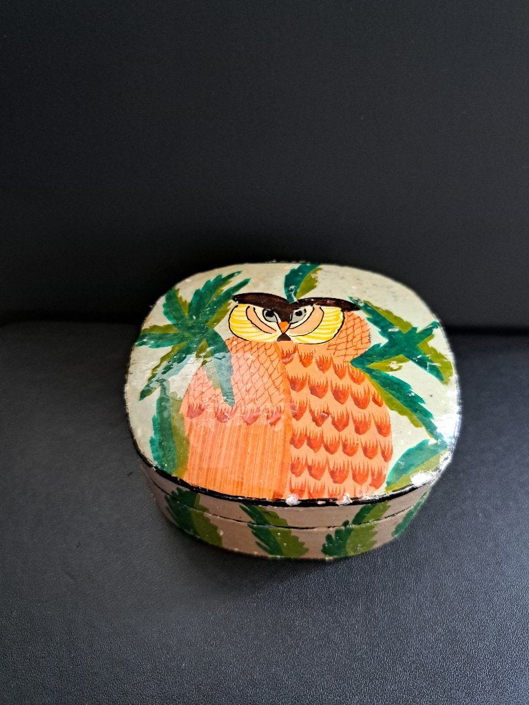 Handgeschilderd uilen doosje - Made in India, Antiek en Kunst, Ophalen of Verzenden