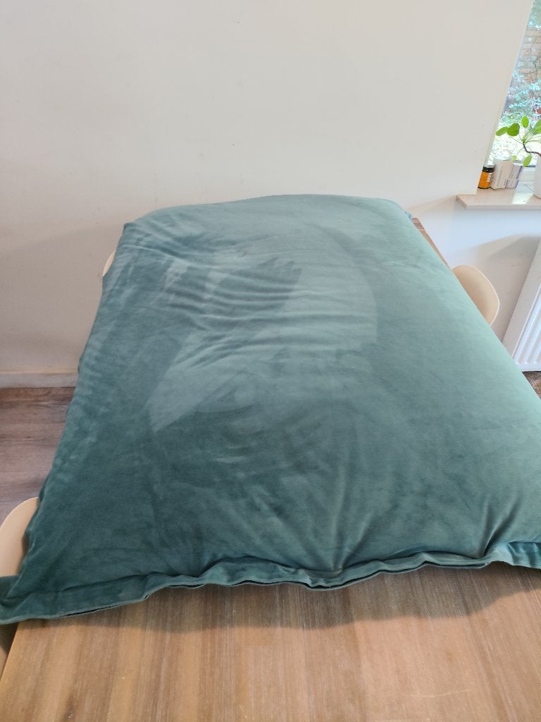 Blauwe zitzak 100x132cm - Gebruikt, Huis en Inrichting, Ophalen, Gebruikt, Blauw, Zitzak