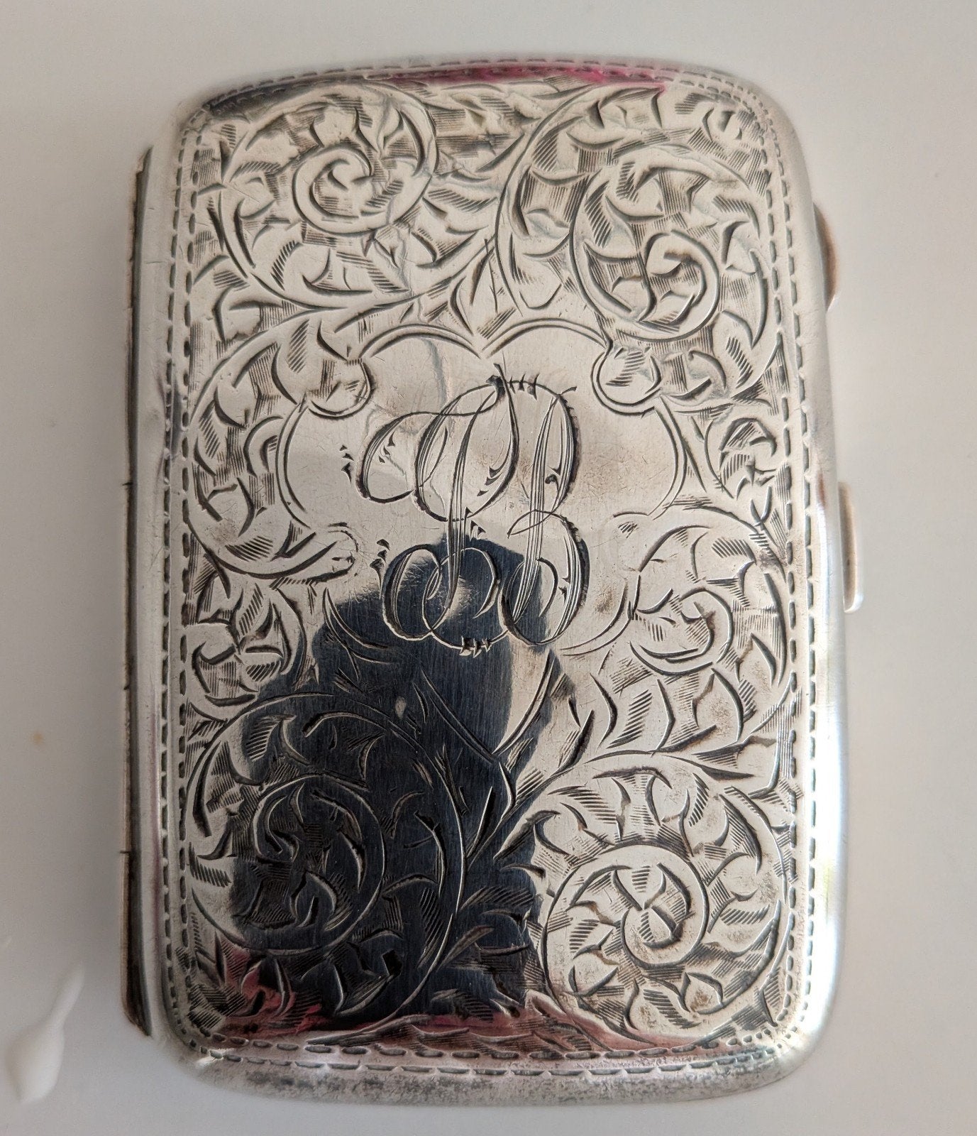 Antieke Zilveren Sigaretten etui met Gravering, Ophalen of Verzenden