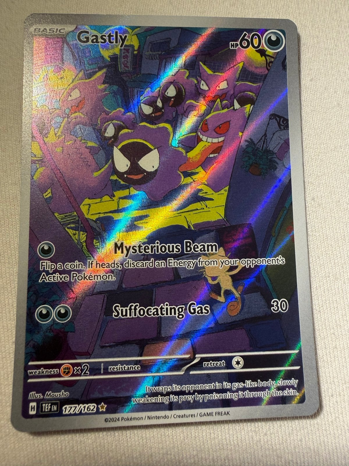 Gastly 177/162 TEF EN Pokémon kaart Foil, Ophalen, Zo goed als nieuw, Losse kaart, Foil