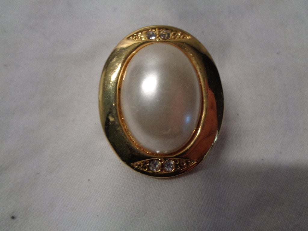 vintage goudkl sjaal klem grote parel en strass nr br 0140, Ophalen of Verzenden, Overige materialen, Overige typen