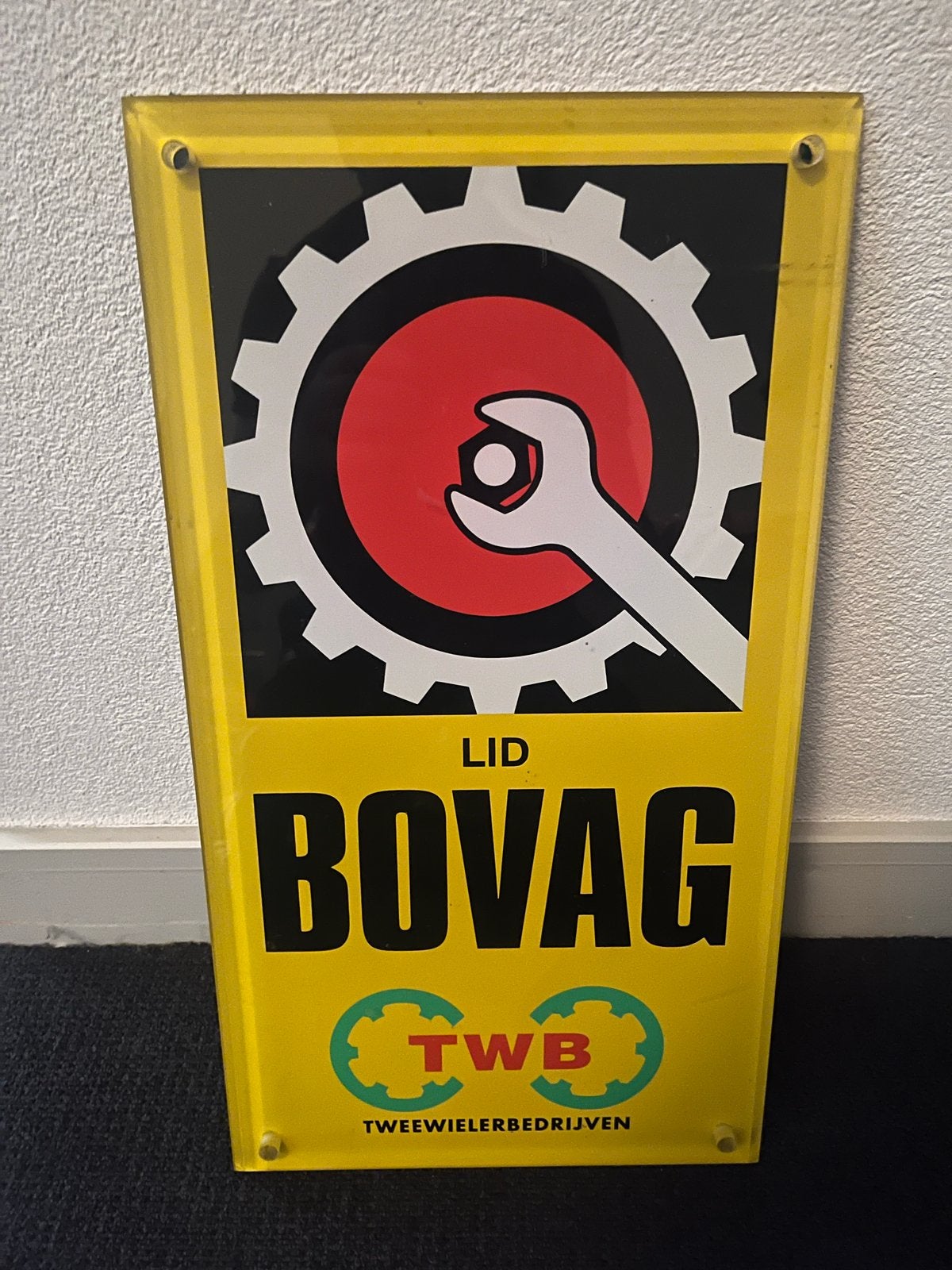 Vintage BOVAG TWB Reclamebord - Lid Tweewielerbedrijven, Verzamelen, Ophalen