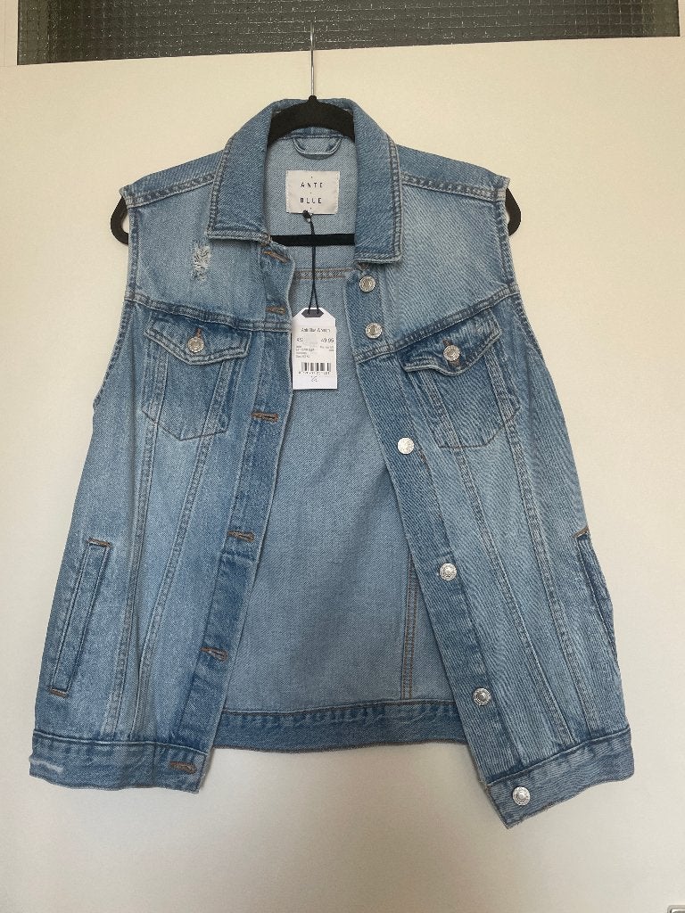 anti blue oversize spijker denim gilet bodywarmer mt XS, Anti Blue, Blauw, Ophalen of Verzenden, Zo goed als nieuw