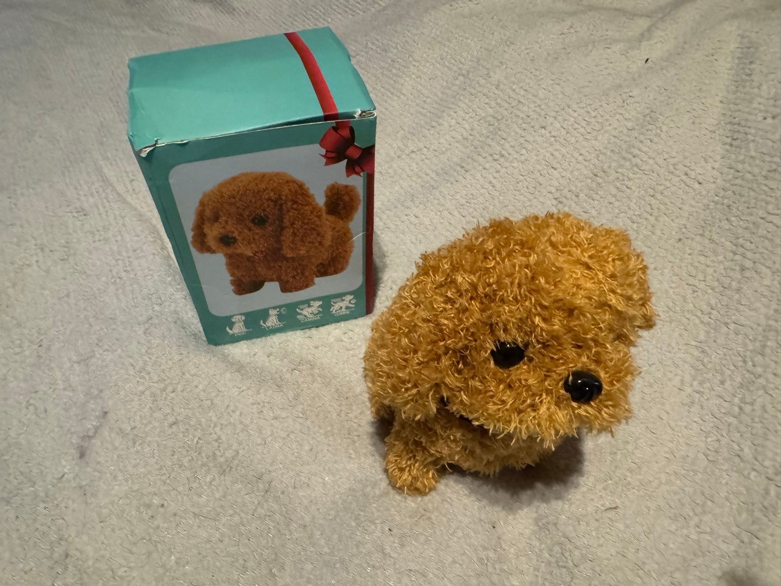 Interactieve pluche hond - blaft, loopt en kwispelt, Nieuw, Interactief, Klein (minder dan 20 cm), Bruin