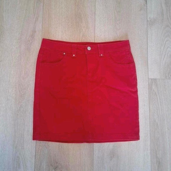 Vero Moda Rode Denim Mini Y2K Retro Indie Sleaze Spijkerro, Maat 38/40 (M), Verzenden, Vero Moda, Zo goed als nieuw