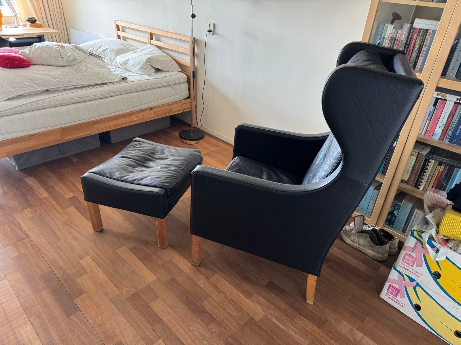 Replica van Fredericia Borge Mogensen Orenfauteuil, Ophalen, Gebruikt, Zwart, Leer