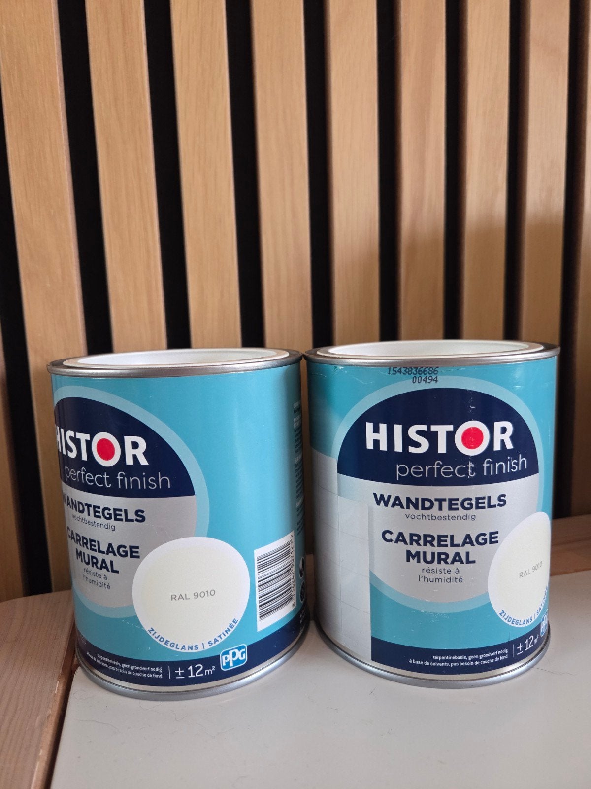 Histor Perfect Finish Wandtegels Zijdeglans - Ral 9010 2x, Ophalen of Verzenden, Nieuw, Wit, Lak