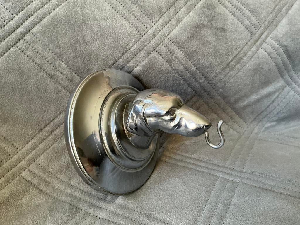 Brocante verchroomde sleutelhaak,teckel sleutelhanger,, Ophalen