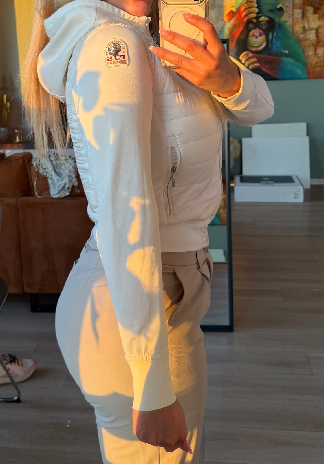 Parajumpers PJS Fleece & Puffer Hybrid Jas Off-White -  XS, Ophalen, Zo goed als nieuw, Maat 34 (XS) of kleiner, Wit