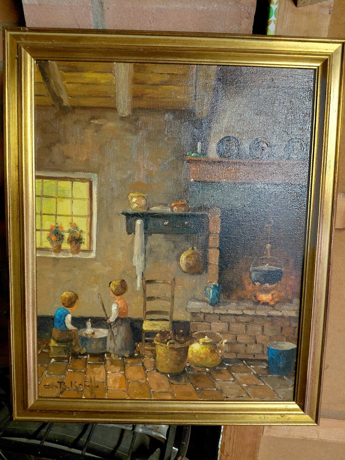 Olieverfschilderij: gesigneerd Chris B. Korff, Antiek en Kunst, Ophalen of Verzenden