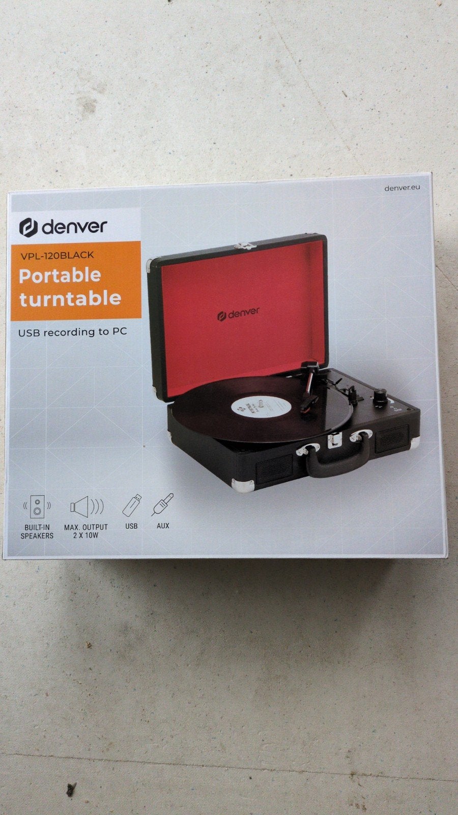 Denver VPL-120BLACK Draagbare Platenspeler met USB, Overige merken, Nieuw, Ophalen of Verzenden, Automatisch