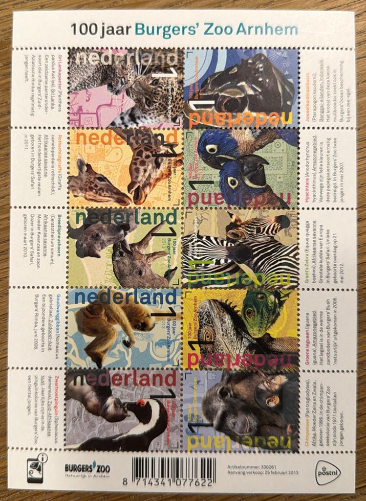 Postzegels pf. 100 jaar Burgers'  Zoo Arnhem, Ophalen of Verzenden, Na 1940, Postfris