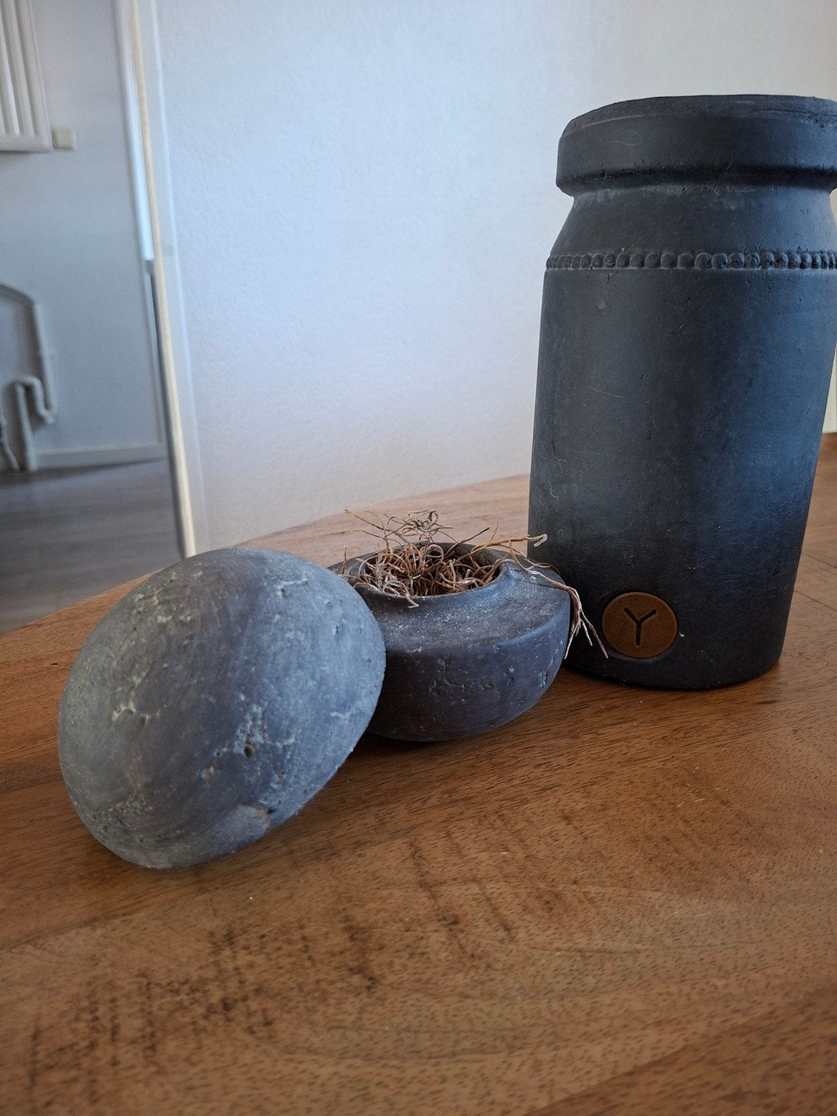 Decoratieve set: vaas en bol van brynxz, Ophalen, Zo goed als nieuw, Modern, Grijs