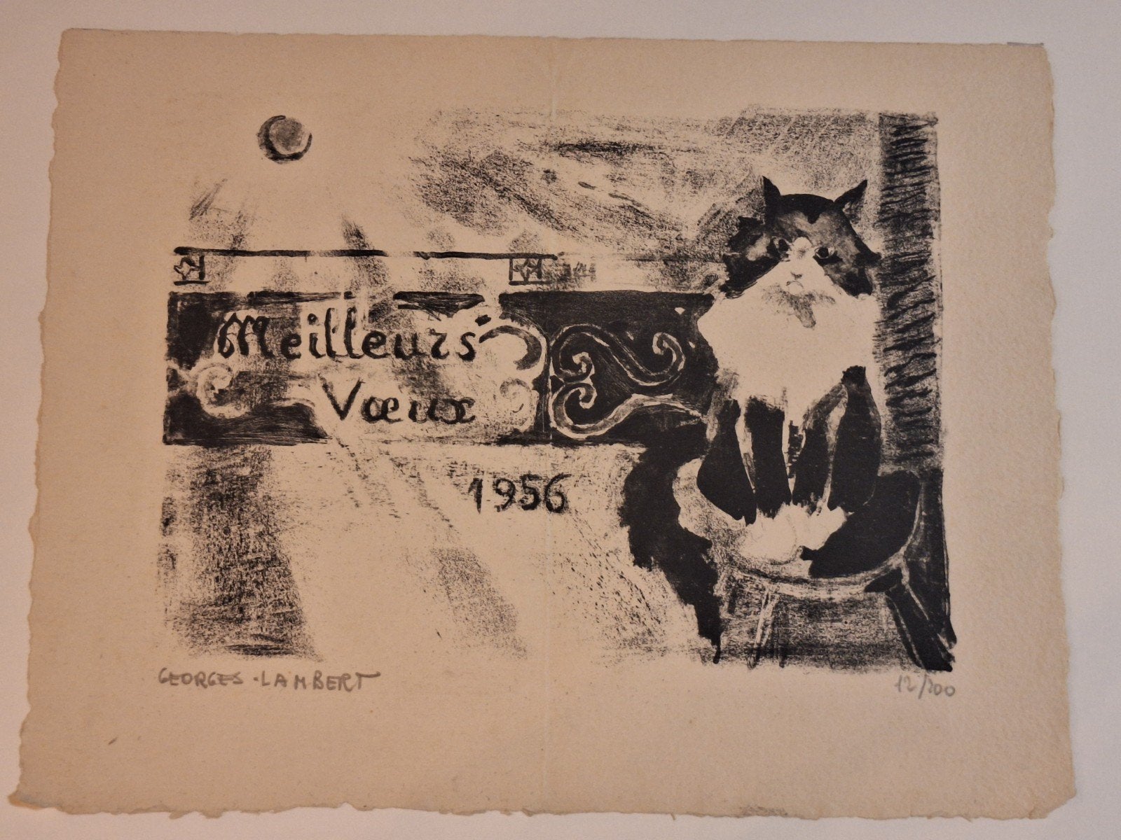 Lithografie Kat van Georges Lambert - 1956, Ophalen of Verzenden
