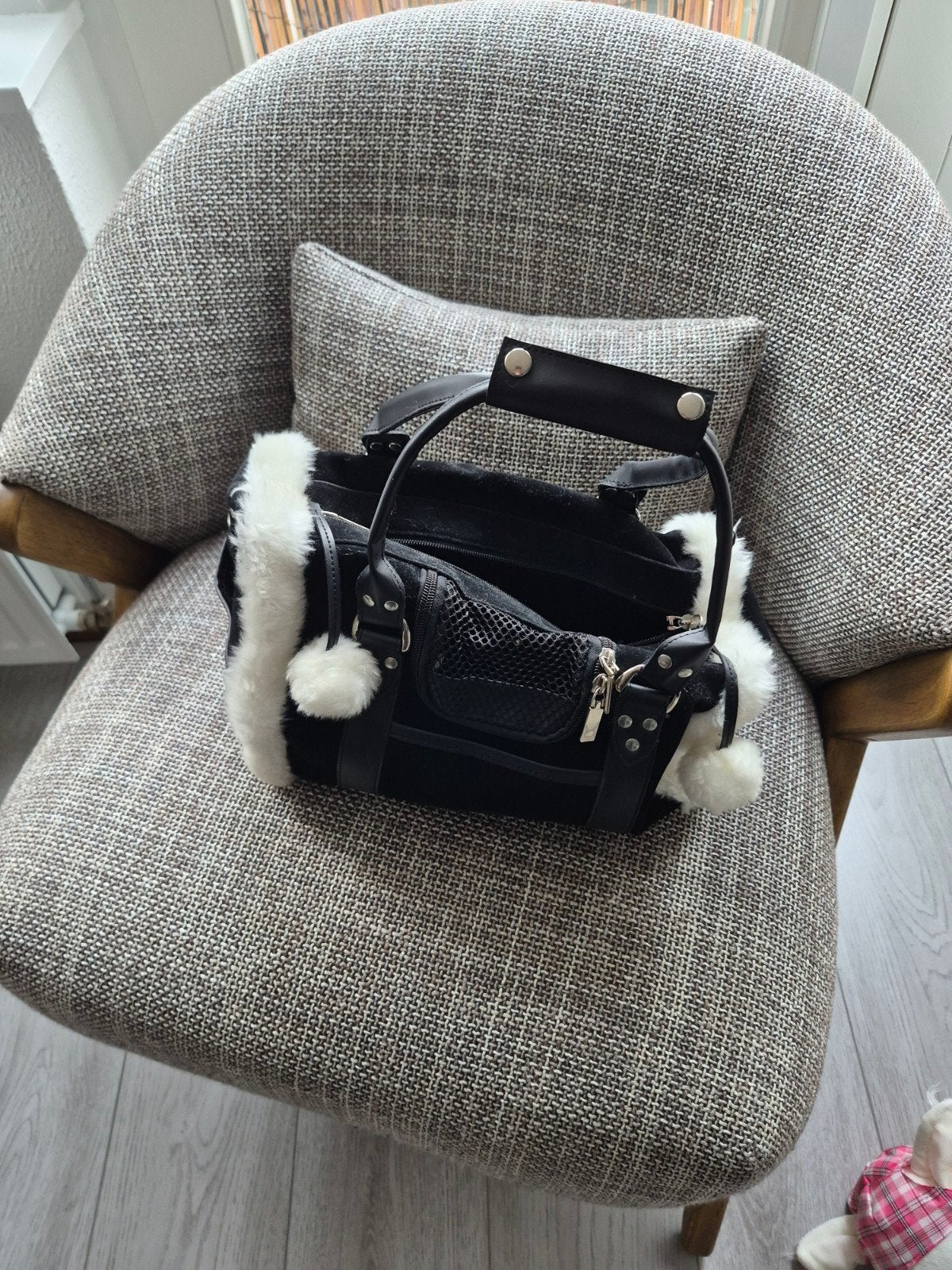 Luxe Hondendraagtas/ Puppy mini hondjes tas met imitatiebont, Dieren en Toebehoren, Ophalen of Verzenden, Nieuw