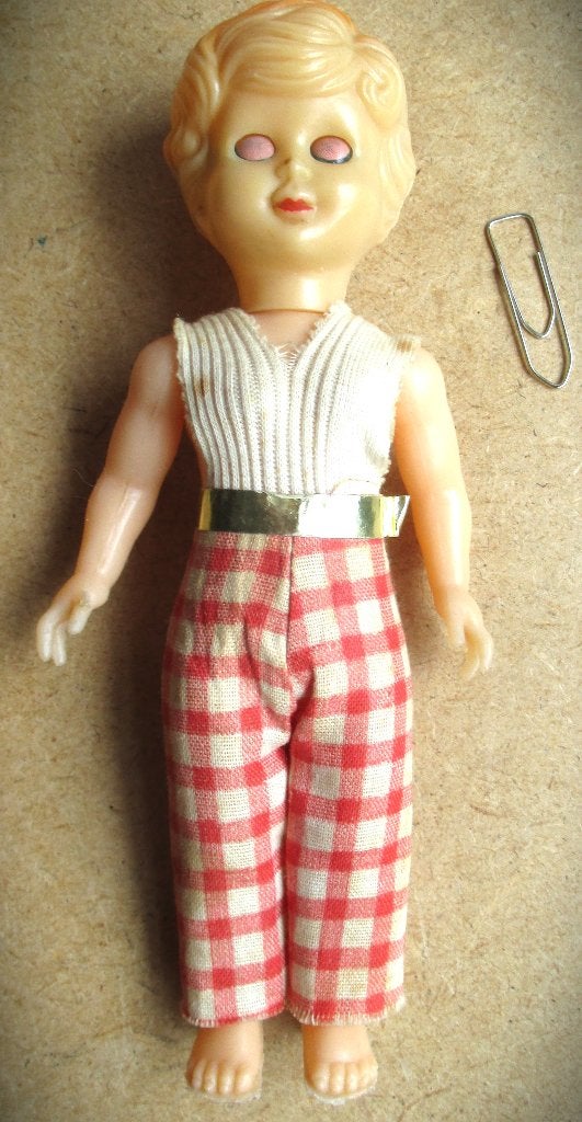 Pop~Slaapogen~Jaren 60~Originele kleding~Kunststof, Ophalen of Verzenden, Gebruikt, Pop
