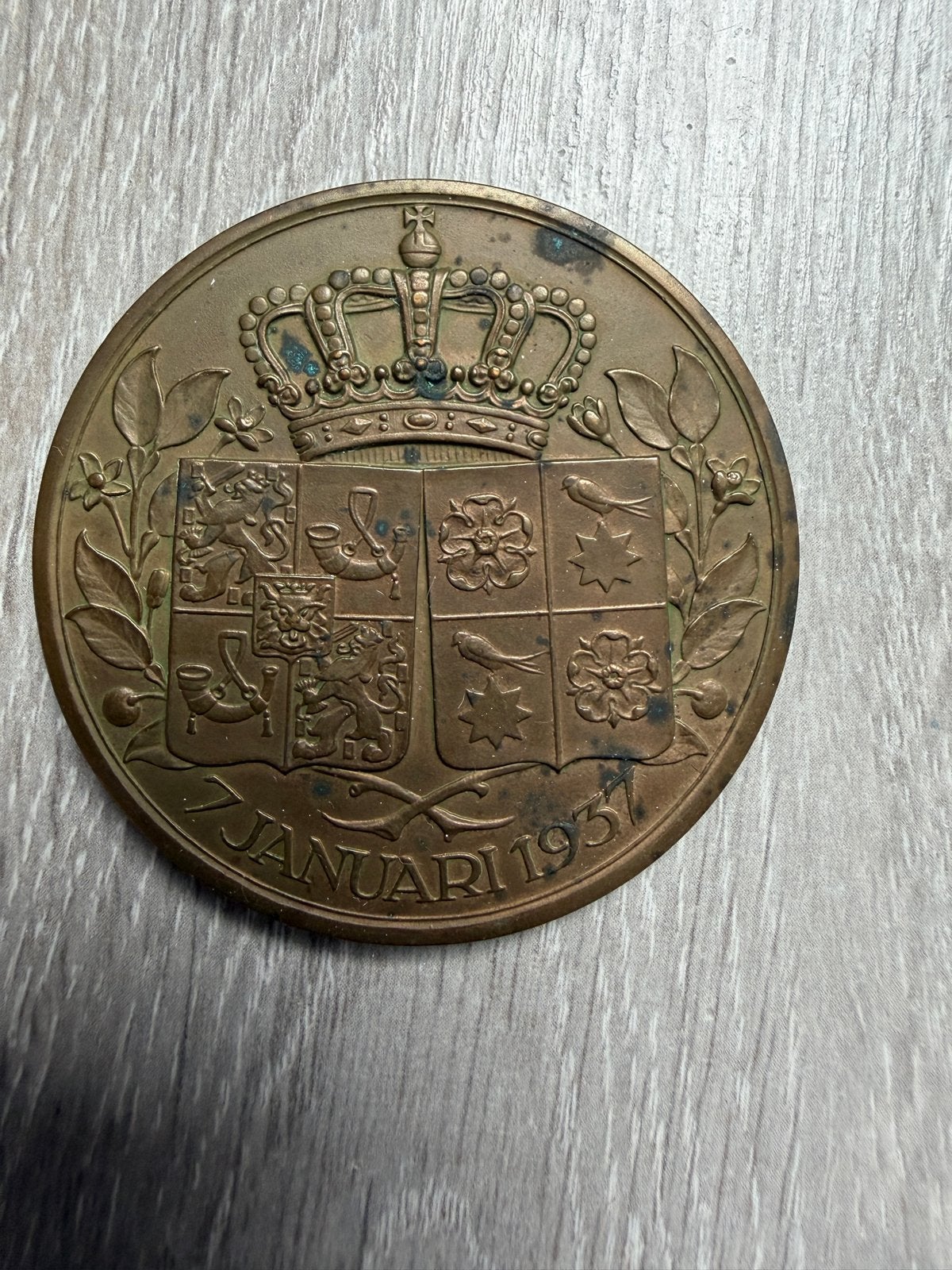 Huwelijksmedaille Juliana & Bernhard 1937, Ophalen of Verzenden, Brons, Nederland