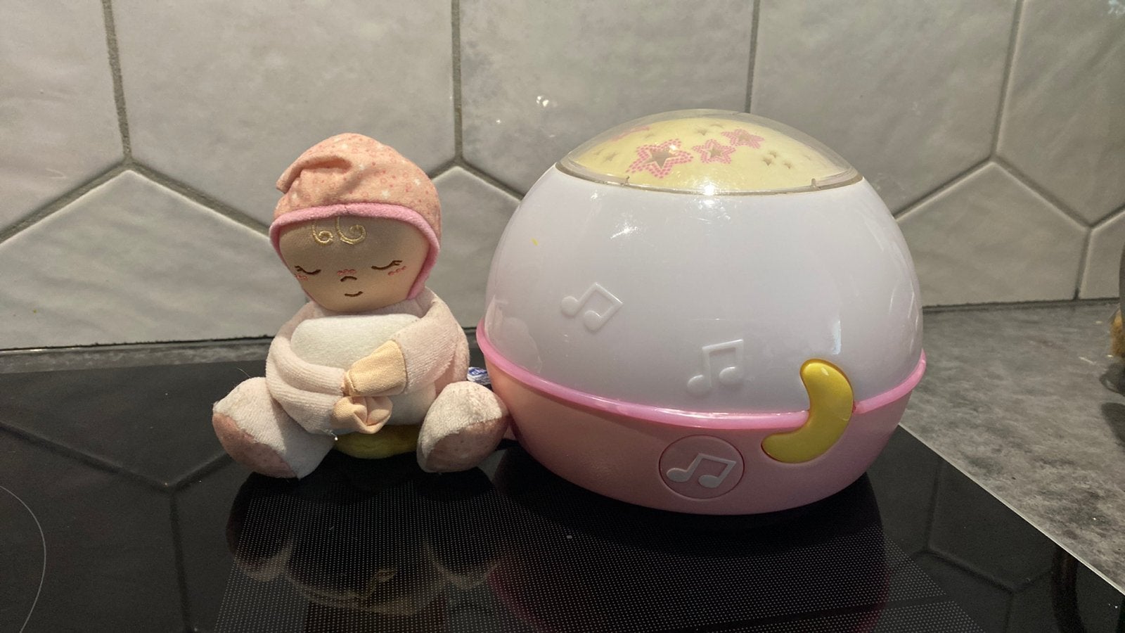 Chicco nachtlamp (sterren) met muziek, Ophalen of Verzenden, Gebruikt