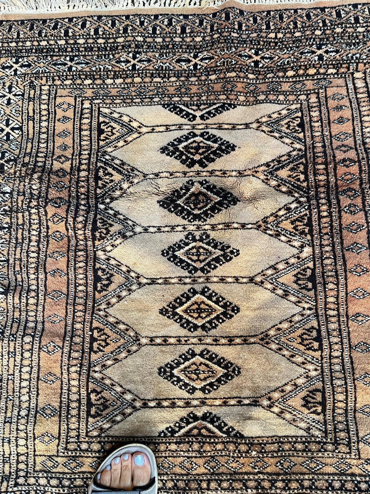 Perzisch tapijtje 110x92, 100 tot 150 cm, Beige, Vierkant, Zo goed als nieuw