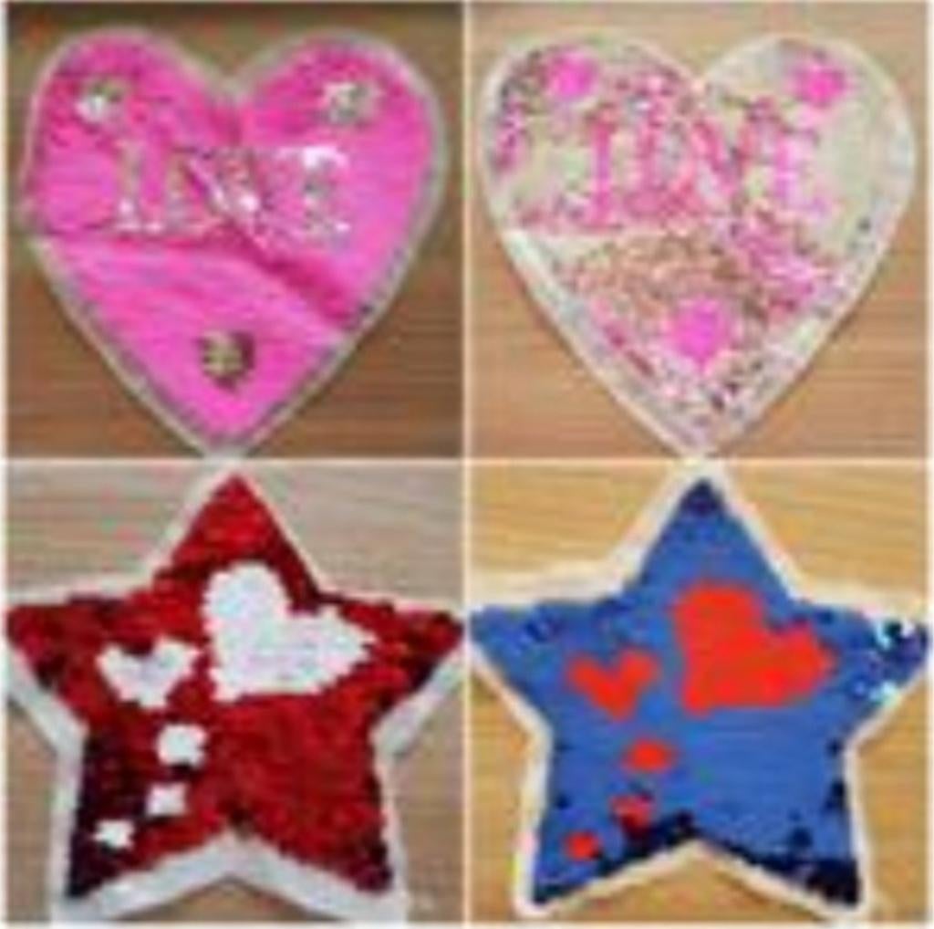 Leuke nieuwe pailletten patch omkeerbaar! Ster en hart, Hobby en Vrije tijd, Ophalen of Verzenden, Nieuw
