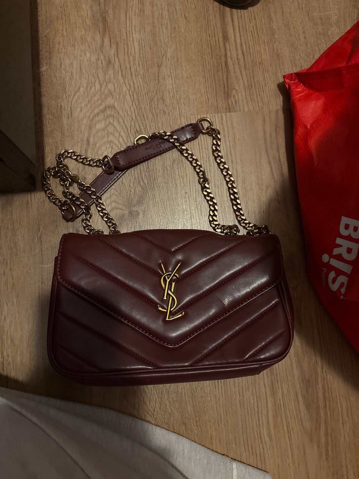 Nieuwe Saint Laurent Schoudertasje - Bordeauxrood, Ophalen of Verzenden, Nieuw, Overige kleuren, Schoudertasje