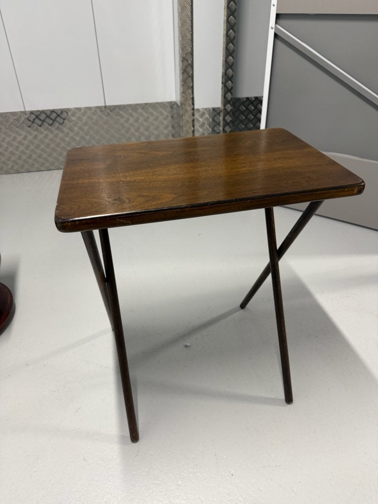 Vintage inklapbare houten traytafel, Minder dan 55 cm, Ophalen of Verzenden, Zo goed als nieuw, Midcentury
