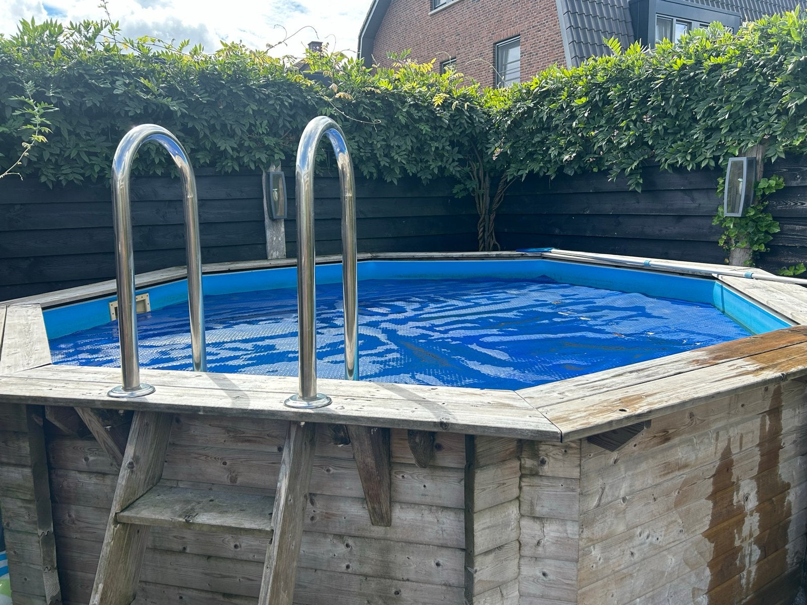 Zwembad met warmtepomp en robotstofzuiger, Tuin en Terras, Zwembaden, Ophalen, Gebruikt, 80 tot 120 cm, Rond