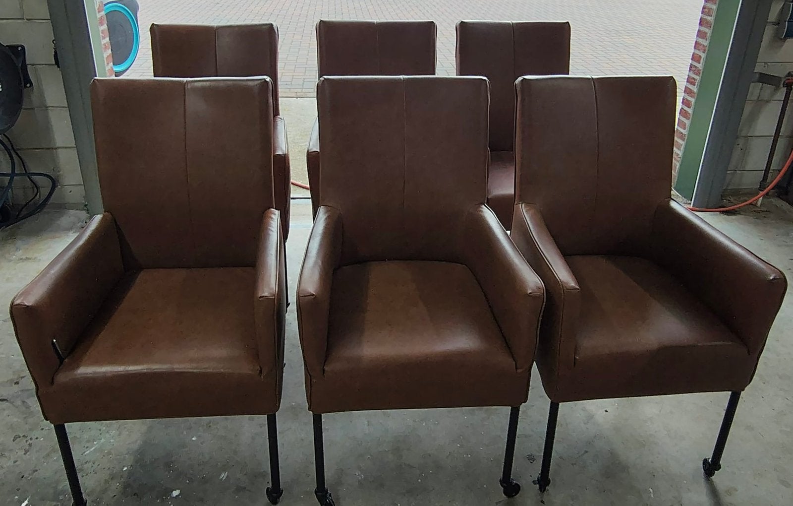 6 keurig nette lederen stoelen, Huis en Inrichting, Ophalen, Bruin, Leer, Zo goed als nieuw